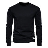 Spring men's T Shirt O-neck Long Sleeved Cotton 12 Color MartLion black S 65-72kg 