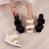 Summer Shoes Women High Heels Sandals Ladies Party Platform Wedges Wedge Heel 10cm Black MartLion   