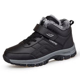 Winter Women Men's Boots Plush Leather Waterproof Sneakers Climbing Hunting Unisex Lace-up Outdoor Warm Hiking MartLion 9705-Black 35 