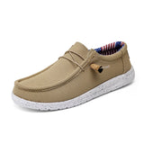 Men Casual Shoes Slip on Canvas Loafers  Walking Flats  Man  Non Slip Soft Moccasins Sneakers Summer MartLion Beige 41 