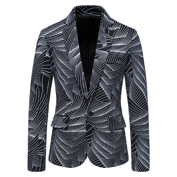 Men's Casual Coat Dinner Party Prom Wedding Stylish Print Suit Jacket Korean Edition Trend Elegant Youth Print Suit blazers MartLion   