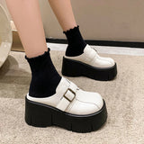 Increasing Ladies  Leather Pumps  Platform Wedge White Slippers  Women Slip on Casual Females Shoes MartLion   