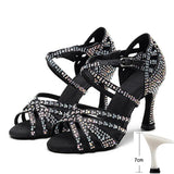 Latin Dance Shoes Women High Heels Diamond-encrusted Sandals Indoor Soft-soled Stage Game Party Social Ballroom Girl MartLion   