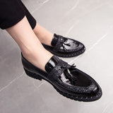 Men's Sequined Tassel Shoes Handmade Retro Soft Non-slip Loafers Casual Leather Mart Lion   