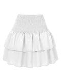 Women Summer Print Pleated Skirt School Uniform Anti Glare JK Skir MartLion WHITE L 