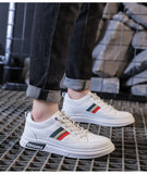 Spring Shoes Men's Leather Casual Striped Flats Skateboard Street Cool Sneakers Soft Sole Vulcanized Mart Lion   