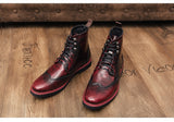 Formal Men's boots British Style Brogue Shoes Mid Calf Dress Leather Oxfords Bota Masculina Mart Lion   