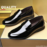 High-class Men's Casual Shoes Genuine Leather Spring Gentleman Patent Dress Shoes Hot Cool Black Slip-on Loafers Mart Lion   