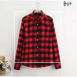 Women's Shirts and Winter female shirt plaid shirt women slim long sleeve cotton Blouse top female outerwear MartLion B04 S 