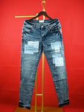 Jeans Black Label Tinted American  Street Wash Repair Low Raise Skinny Denim Jeans MartLion   