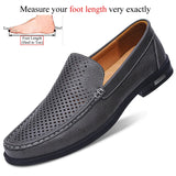 Slip On Leather Casual Shoes Men's Loafers Luxury Hombre Homme Social slip-ons MartLion Gray(Hole) 46 