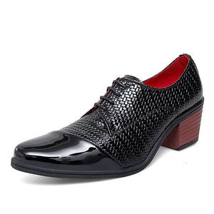 Men's Leather Shoes Banquet Dress Shoes Formal Occasions Leather Shoes Office Red High Heels Pointed MartLion Black 38 