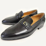Luxury Formal Dress Shoes Men's British Buckle Retro Loafers Classic Wedding Party Slip on Casual Driving Leather MartLion   
