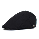 Solid color cotton front cap men's casual cap classic beret MartLion black  