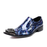 Patent Leather Blue Pointed High Heels Men's Leather Shoes Trend Korean Version Pointed-Toe Banquet MartLion   