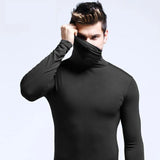 Men's Mock Neck Basic Blouse Winter Thermal T-shirt Plain Clothing Pullover Long Sleeve Top Warm Turtleneck Underwear MartLion Picture Color 10 S 