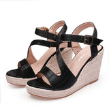 Summer Shoes Women Party Modern Platform Wedges Sandals High Heels Black Pink MartLion Black 10 