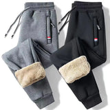 Winter Lambswool Warm Casual Pants Men's Fitness Jogging Sweatpants Solid Drawstring Bottoms Fleece Straight Trousers MartLion   