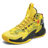 Mesh Yellow Basketball Shoes Men's High Top Non-slip Sneakers Shock-absorbing Elastic Sport Mart Lion 8833-1 heihuang 39 