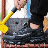 black work shoes men's anti puncture work sneakers work safety with iron toe anti slip working with protection MartLion   