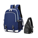 Fengdong waterproof school backpack for boy chest bag USB backpack for men's travel bags laptop bag pack school boys Mart Lion All Blue  