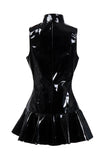 Women's Clubwear Rave Cocktail Party Sleeveless Dress Wet Look Latex PVC Leather Front Zipper Bodycon Mini MartLion   