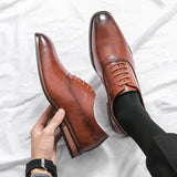 Luxury Men's Shoes Casual Pointed Oxford Wedding Leather Dress Gentleman Office MartLion Brown 38 