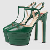 Riveted Shoes Dance Shoes High Heels Women Show Sandals Party Club Platform High-heeled Wedding Mart Lion Green 36 