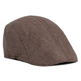 Spring and summer men's solid color hat imitation hemp beret British retro summer breathable hat for the elderly hat MartLion coffee  