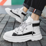 Autumn Men's Casual Sneakers Leather Platform Ankle Boots High-top Basketball Trainers Breathable Sport Shoes Mart Lion   