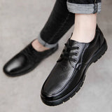  Genuine Leather Shoes Flat Men's Casual Shoes Cowhide Footwear Soft Black MartLion - Mart Lion