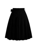 Women Summer Midi Long Skirt Solid Elegant Waist MartLion   