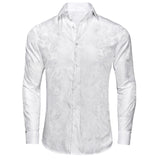 Champagne Paisley  Silk Men's ShirtLong Sleeve Casual Shirts Jacquard Party Wedding Dress MartLion CY-1036 3XL 