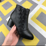 Summer Women Chunky Ankle Boots Designer High Heels Shoes Party Pumps Winter Chelsea Zapatos Mart Lion black 4.5 