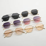 Retro Double Bridges Peach Pilot Sunglasses Women Men's Designer Luxury Metal Frame Eyewear MartLion   