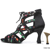 Hollow Out Latin Dance Shoes Heels Ballroom Ladies Dancing Wedding Tango Sandals Indoor Modern MartLion Black heel 8.5cm 35 