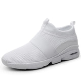 Men's Casual Shoes Lightweight Sneakers Running Breathable Slip on Wear-resistant Loafers Hombre MartLion WHITE 37 
