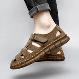 Summer Sandals Slip on Men's Genuine Leather Shoes Casual Footwear All-match Stylish MartLion   