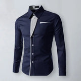 Male  Shirts Full Sleeve Stripe Shirt Men Slim Fit  Formal Dress Shirts Colors MartLion   