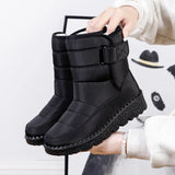 Waterproof Boots Women Casual Winter Warm Plush Soft Platform Snow Slip on Cotton Padded Shoes MartLion   