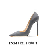 Pointed Shallow Mouth Suede Ultra-Thin High Heels 12cm Pumps Banquet Ladies Shoes MartLion   