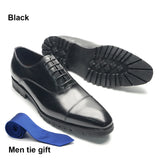 Non-slip Rubber Black Sole Elegant Men's Oxfords Genuine Leather Social Classic Formal Shoes MartLion Black EUR 42 