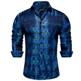 Gold Paisley Silk Shirts Men's Long Sleeve Luxury Tuxedo Wedding Party Clothing MartLion CYC-2028 S 