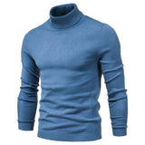 Winter Turtleneck Thick Men's Sweaters Casual Turtle Neck Solid Color Warm Slim Turtleneck Sweaters Pullover Mart Lion HIGH001-Flog blue Size M 55-65kg 