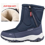 Men's Boots Winter Shoes Warm Snow Mid-calf Warm Thick Plush Winter Women Cotton MartLion men blue 36 