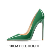 Pointed Shallow Mouth Patent Leather Stiletto Heels Women's Single Shoes MartLion   