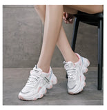 Zapatillas Mujer Sneakers Trendy Mesh Platform Leather Shoes Breathable Socofy Casual Sports Women Flats MartLion   
