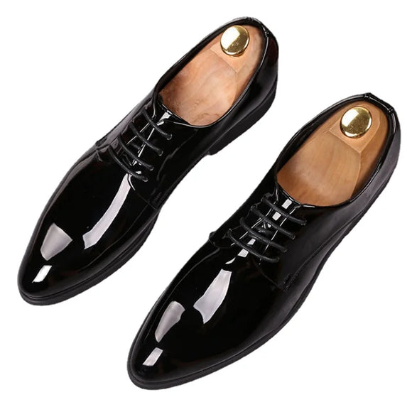 Formal Leather Shoes Casual Bright Leather Men's Hundred Match Suit Groom Wedding MartLion   