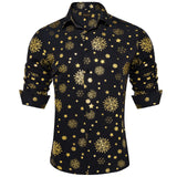 Men's Christmas Shirts Long Sleeve Red Black Green Novelty Xmas Party Clothing Shirt and Blouse with Snowflake Pattern MartLion CY-2378 S 