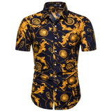 Dot-Print Casual Shirts for Summer Short Sleeve Regular Formal Clothing Men's Office Button Up Blouses Mart Lion DC06 4XL  Fit 75-83Kg 
